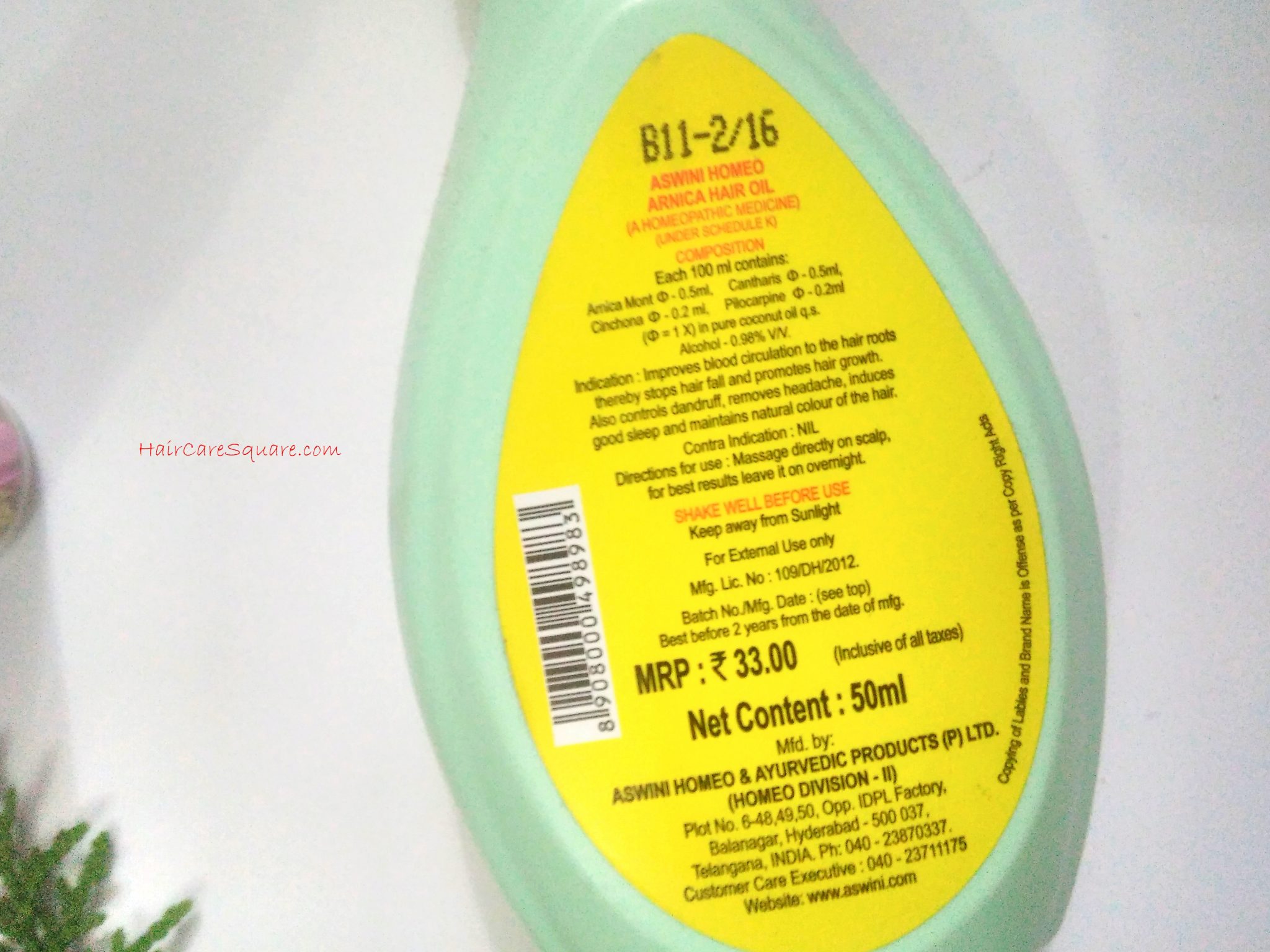 ingredients of ashwini hair oil