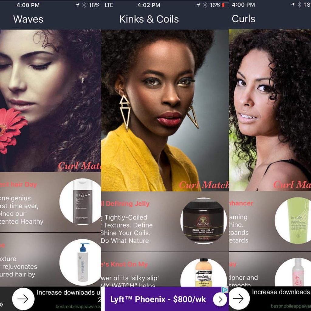 CurlMatch a mobile application to find perfect products for curly hair