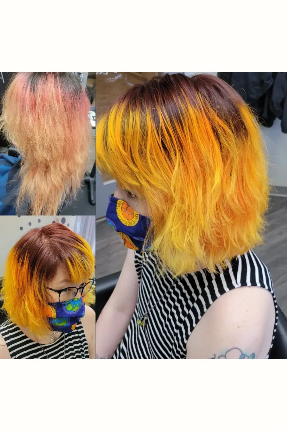 sunflower hair color on frizzy hair