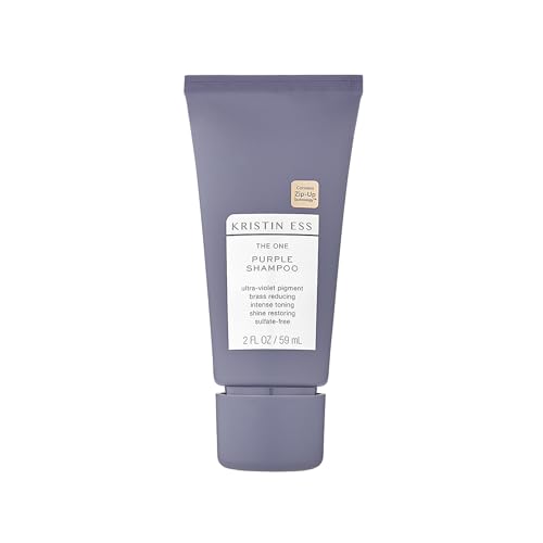 Kristin Ess Hair The One Purple Shampoo Mini Travel Size - Toning for Blonde Hair - Neutralizes Brass + Yellow Tones, Shine Restoring, Sulfate, Silicone and Paraben Free, Color Safe + TSA-Approved