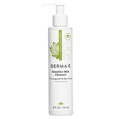 DERMA-E Sensitive Skin Cleanser – Gentle, Unscented Cleansing Face Wash – Soothing Facial Cleanser with Pycnogenol and Aloe Vera - Reduces Redness and Irritation, 6 fl oz