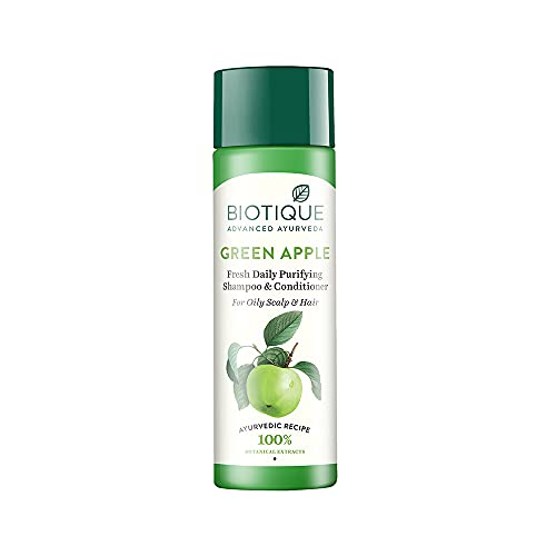 Biotique Bio Green Apple Fresh Daily Purifying Shampoo and Conditioner For Oily Scalp & Hair, 190 ml/5.07 Oz.