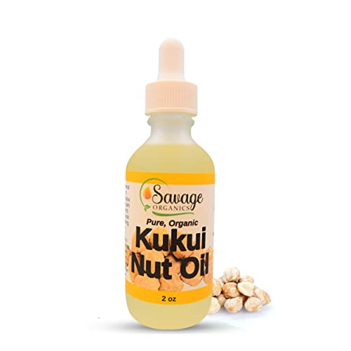 Savage Organics Organic Kukui Nut Oil Moisturizer - Nourish & Hydrate Your Skin Naturally with Pure Hawaiian Kukui Nut (Candlenut) Oil for a Radiant Glow- 2 oz Glass Bottle