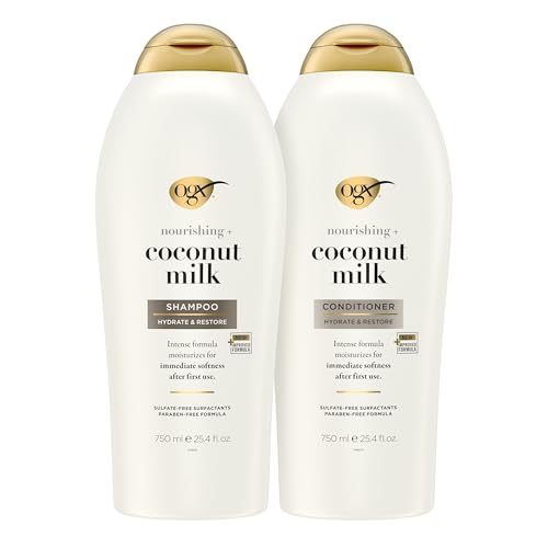 OGX Nourishing + Coconut Milk Shampoo & Conditioner, Set, 25.4 Fl Oz (Pack of 2)