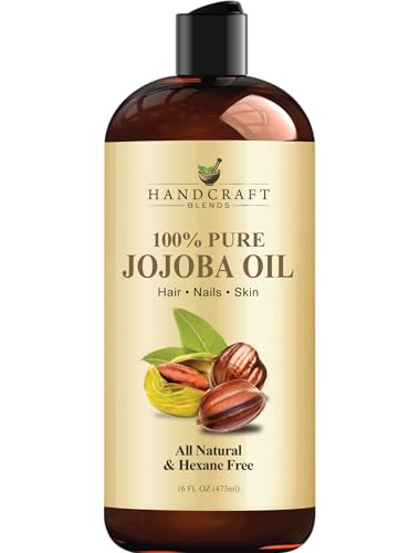 Handcraft Blends Jojoba Oil - 16 Fl Oz - 100% Pure and Natural - Premium Grade Oil for Skin and Hair - Anti-Aging Oil - Cold-Pressed and Hexane-Free - Hair Relaxer for Tight Curls