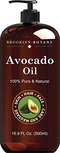 Brooklyn Botany Avocado Oil for Skin, Hair and Face – 100% Pure and Natural Body Oil and Hair Oil - Carrier Oil for Essential Oils, Aromatherapy and Massage Oil – 16 fl Oz