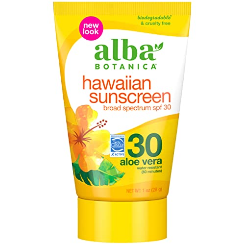 Alba Botanica Hawaiian Sunscreen Lotion, SPF 30, Aloe Vera, 1 Oz (Packaging May Vary)