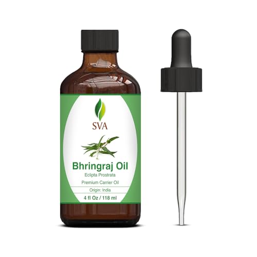 SVA Bhringraj Premium Carrier Oil 4oz (118ml) With Dropper for Hair Oiling, Scalp Massage & Skin Care