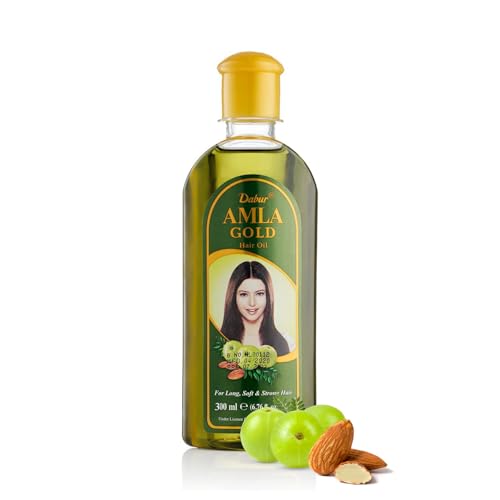 Dabur Hair Oil- Amla Gold, Serum, Almond and Henna - 300 ml - Natural Treatment for Women - Hair Fall Prevention, Scalp Nourishment and Strong