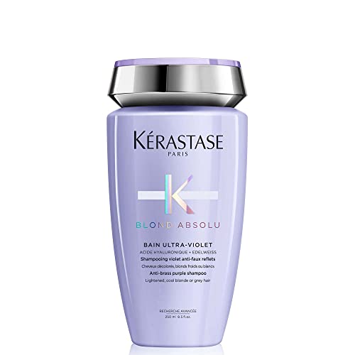 Kerastase Blond Absolu Ultra-Violet Purple Shampoo | For Lightened, Highlighted and Grey Hair | Neutralizes Brassy and Yellow Undertones | Hydrates and Protects | With Hyaluronic Acid | 8.5 Fl Oz