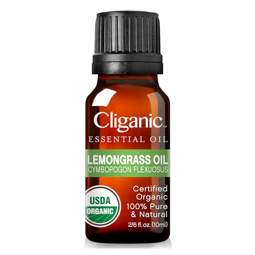 Cliganic USDA Organic Lemongrass Essential Oil - 100% Pure Natural Undiluted, for Aromatherapy Diffuser | Non-GMO Verified