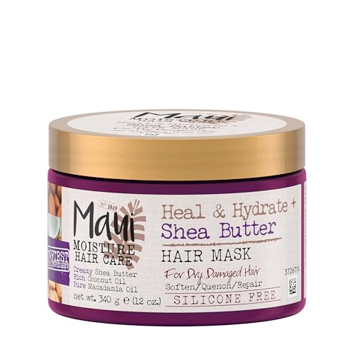 Maui Moisture Heal & Hydrate + Shea Butter Hair Mask & Leave-In Conditioner Treatment to Deeply Nourish Curls & Help Repair Split Ends, Vegan, Silicone, Paraben & Sulfate-Free, 12 Ounce