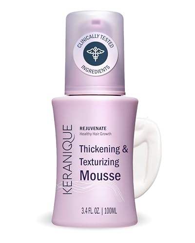 Keranique Volumizing Mousse for Women - Thickening and Styling Anti-Frizz Foam for Fine, Straight, Wavy, and Curly Hair