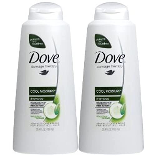 Dove Damage Therapy Cool Moisture Shampoo, Cucumber/Green Tea, 25.4-Fluid Ounces (750 ml) (Pack of 2)