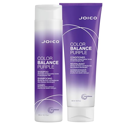 Joico Color Balance Purple Shampoo & Conditioner Set | Eliminate Brassy and Yellow tones | For Cool Blonde or Gray Hair