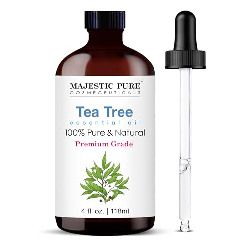 MAJESTIC PURE Tea Tree Essential Oil | 100% Pure and Natural Tea Tree Oil | Premium Grade Essential Oils for Hair Care, Home Diffusers, Skin, Aromatherapy, Massage and Humidifiers | 4 Fl Oz