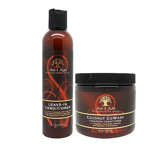 As I Am Leave-in Conditioner 8 Ounce and Coconut Cowash Cleansing Conditioner 16 Ounce