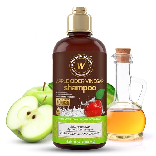 WOW Skin Science Apple Cider Vinegar Shampoo - Hair Growth Shampoo For Thinning Hair, Hair Loss & Dandruff Shampoo - Parabens & Sulfate Free Shampoo (Brown, 16.9 Fl Oz (Pack Of 1))