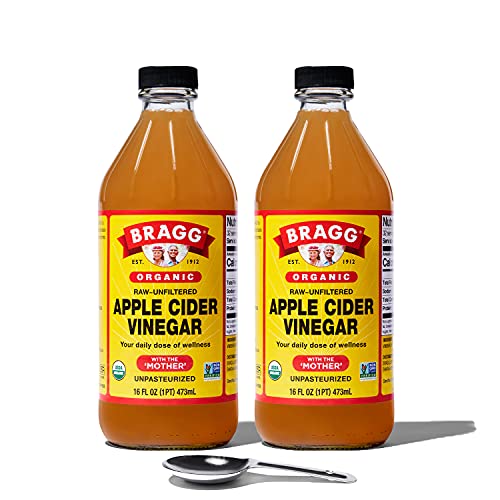 Bragg Organic Apple Cider Vinegar With the Mother– Raw, Unfiltered All Natural Ingredients, 16 Fl Oz Pack of 2 w/Measuring Spoon …