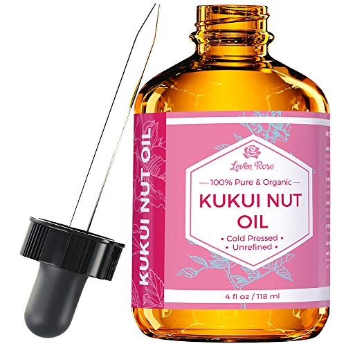 Leven Rose Kukui Nut Oil 4 oz – Cold-Pressed and Unrefined Hair & Face Moisturizer with Dropper – Unscented Pure Face Oil for Women and Men – Nourishing & Moisturizing Oil for All Skin Types