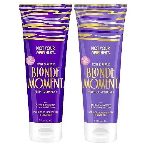 Not Your Mother's Blonde Moment Purple Shampoo and Conditioner (2-Pack) - 8 fl oz - Ideal for Blonde, Highlighted Brunette, Silver Hair - Helps with Bonding, Anti-Brass Toning, Repair, and Hydration