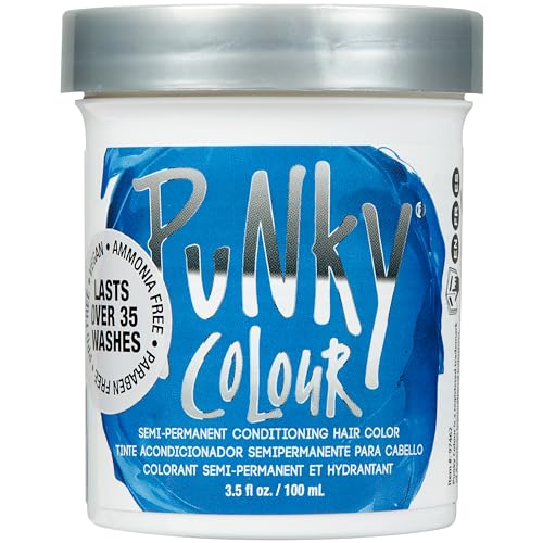 Punky Atlantic Blue Semi Permanent Conditioning Hair Color, Vegan, PPD and Paraben Free, lasts up to 35 washes, 3.5oz