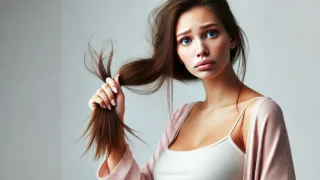 woman showing difference between normal hair fall and hair shedding